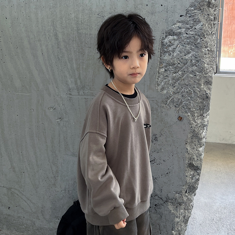 Children's clothing boys' hoodie Autumn 2024 New style Boys' autumn Cool Children's top round neck Spring and autumn style trendy Application Scenario