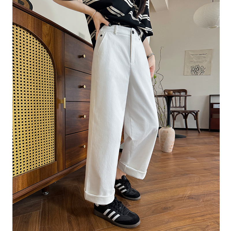 高品质牛仔裤女春秋新款女装显瘦高腰九分裤小个子休闲水洗阔腿裤