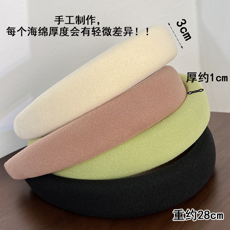 Retro High Skull Top Sponge Headband Net Red Wide Edge Autumn Winter Women Wear Face Pressure Hair Clip French Style Headband Specification drawing