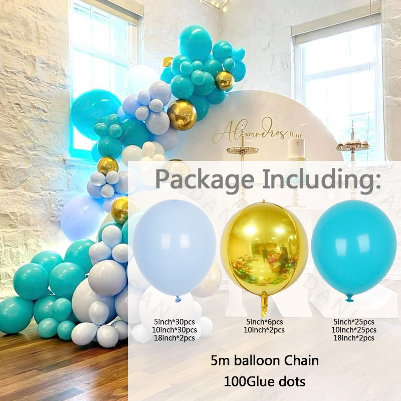 Cross-Border New Blue Macaron Latex Balloon Birthday Decoration Balloon Chain Set Holiday Supplies details Picture