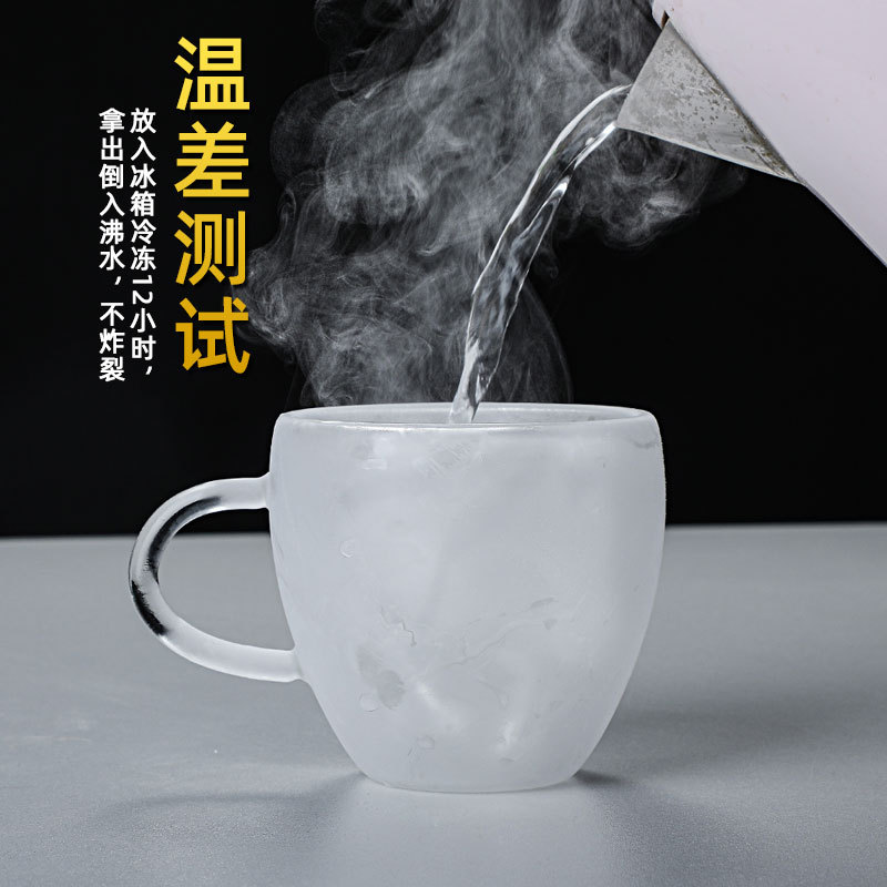 Factory wholesale heart-shaped glass cups, high-temperature resistant coffee cups, creative household double-layer heart-shaped tea cups with high appearance level Specification image