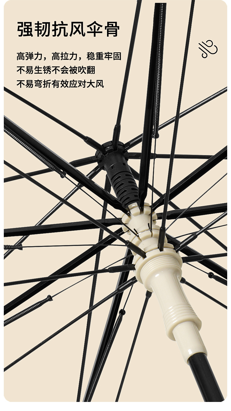 双层配色自动C型车载反向伞雨伞女晴雨两用长柄大号抗风暴雨专用详情11