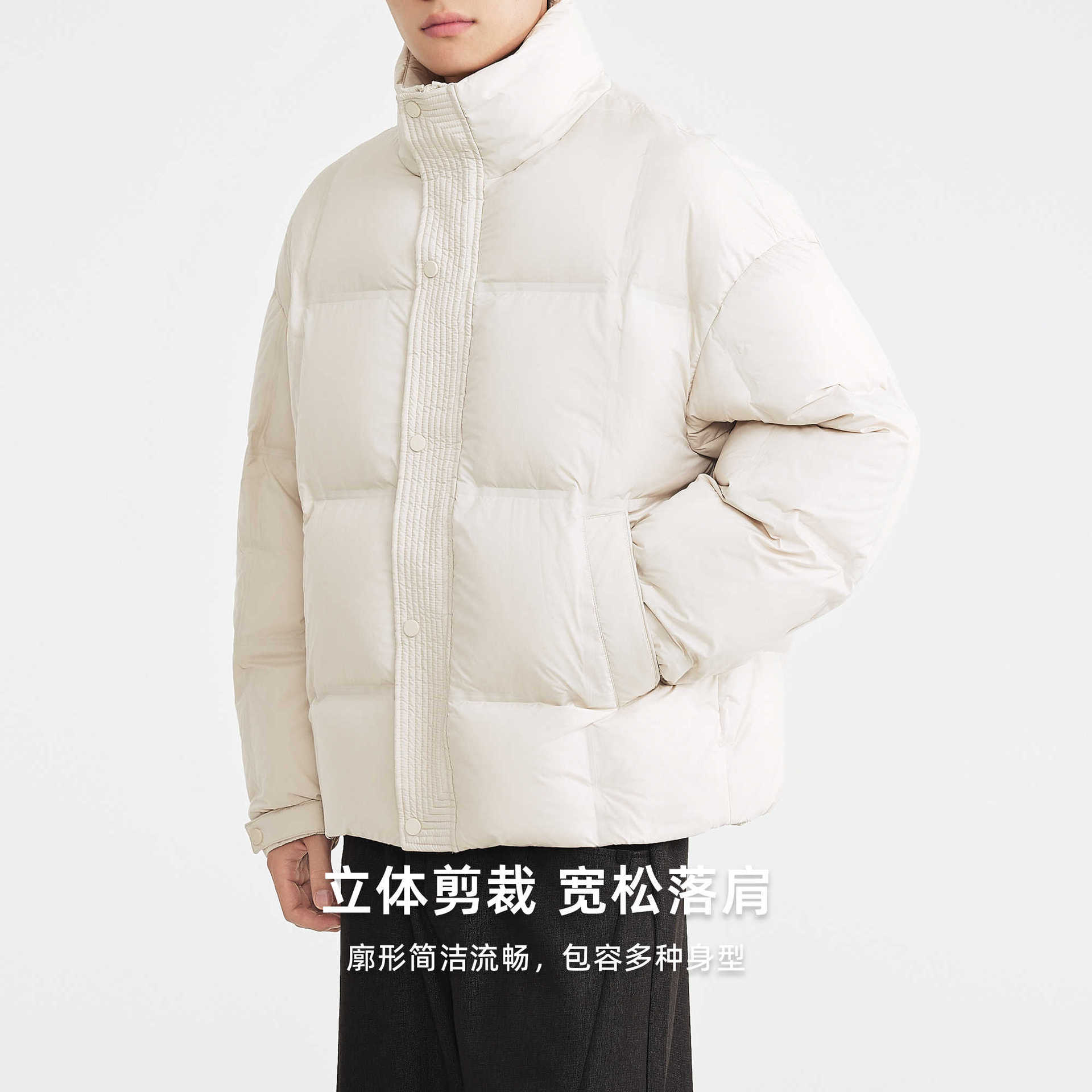 Momek Men's stand-up collar workwear down jacket for Men 2025 Winter New thick and loose men's down jacket 88826. details Picture