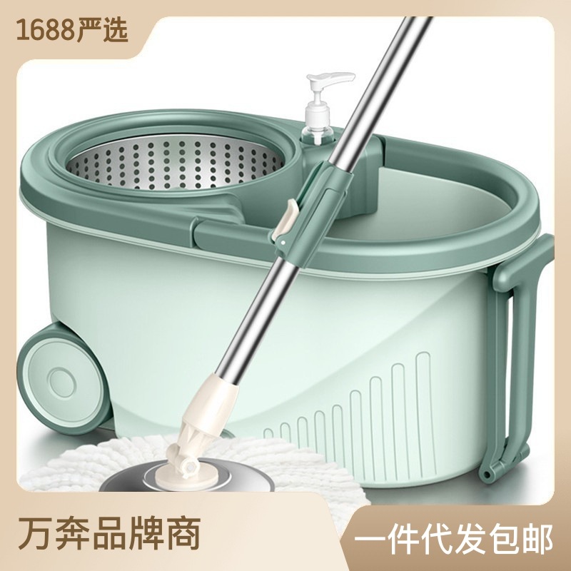 厂家直销免手洗双驱动旋转拖把懒人家用手压轮子拖把桶好神拖批发