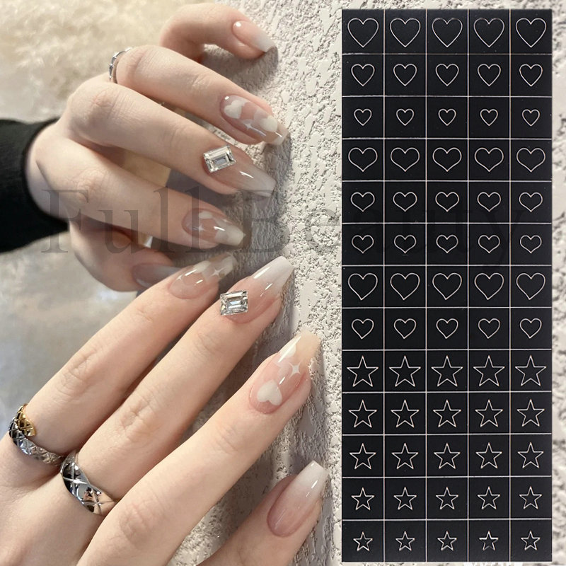 Cross-border new nail art spray painting hollowed-out template stickers Japanese rose butterfly flower star French heart nail stickers shanilak details Picture