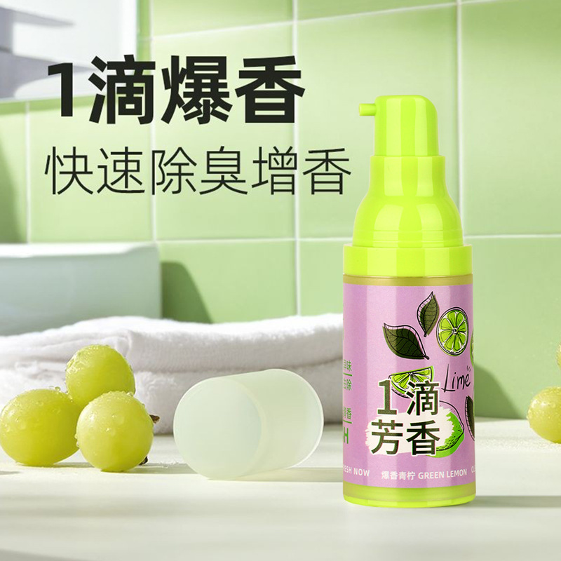 قطرة واحدة من مرحاض مزيل للعطر تبلغ ٢٠ مليمترا، وقطعة واحدة من الهواء مزيل للرائحة Specification image