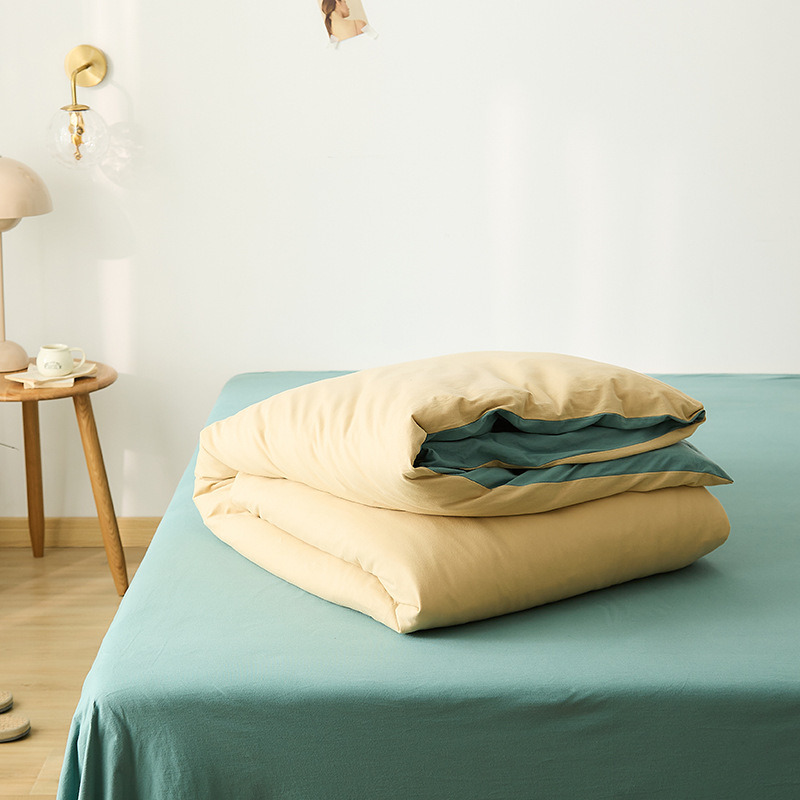 Class A Soft Knitted Cotton Four-Piece Bedding Set Double Combination Solid Color Pure Cotton Quilt Set Sheet India Cotton Bed Hat Specification drawing