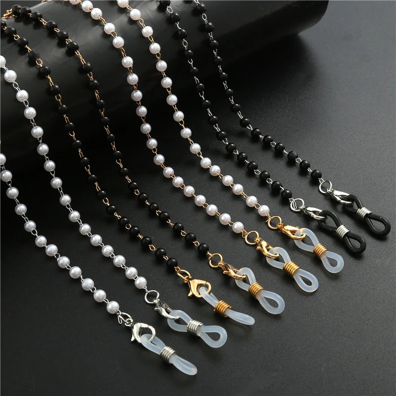 眼镜配件珍珠串珠太阳镜链时尚配饰眼镜链挂绳防滑口罩挂绳l跨境