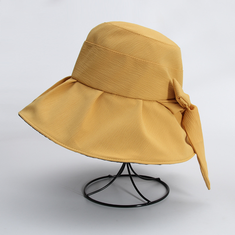 Versión coreana sombrero de sol de vinilo mujer color sólido cornisa sombrero de pescador protector uv visera visera de verano sombrero de sol maré details Picture
