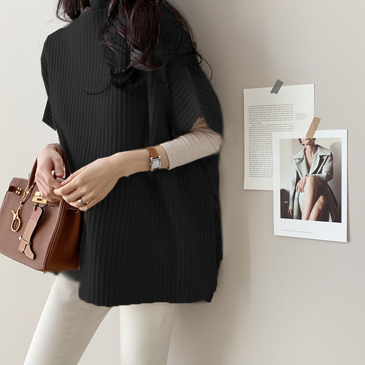 Elegant and mature cape sweater, cape coat, new autumn Japanese and Korean knitted sweater top, loose and slimming, large size Application Scenario