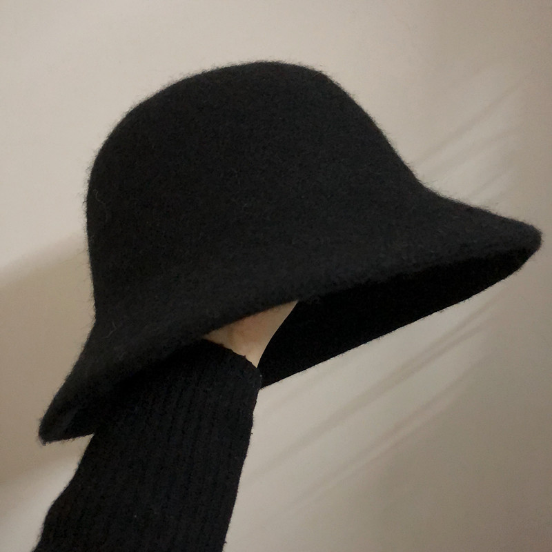 Thickened Wool Basin Hat Women's Autumn Winter Fisherman Hat Korean Version Of The British Top Hat Dome Day Hat All Knitted Hat details Picture