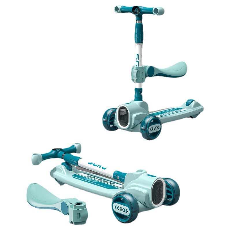 Children's scooter, a three-in-one foldable slide that can be ridden and slid, 2-8-15-year-old baby single-pedal scooter Item Picture
