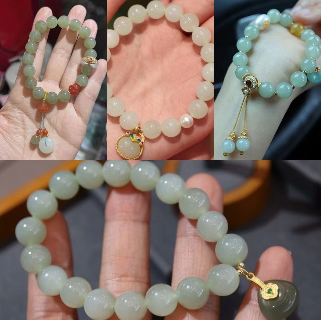 Original design of natural Hetian jade bracelet, women's retro bracelet pendant, bracelet accessory collection, direct supply from the manufacturer Item Picture