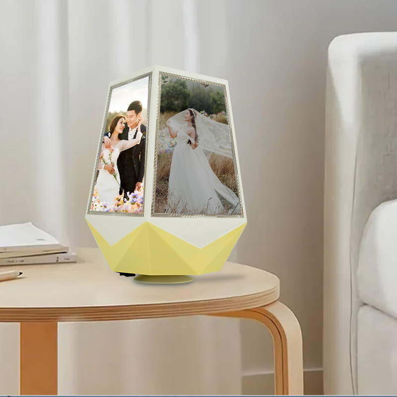 360° rotating LED light-emitting photo frame, multi-functional injection-molded photo frame full figure