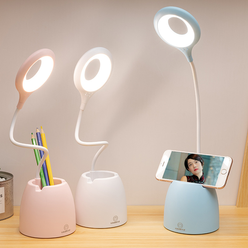 led eye-protecting desk lamp, creative pen holder, touch book holder, bedroom student reading lamp, charging clip, learning small desk lamp details Picture