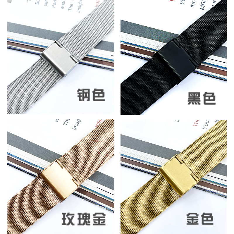 手表配件钢表带04线代用dw表带不锈钢超薄苹果米兰尼斯手表带批发详情图2