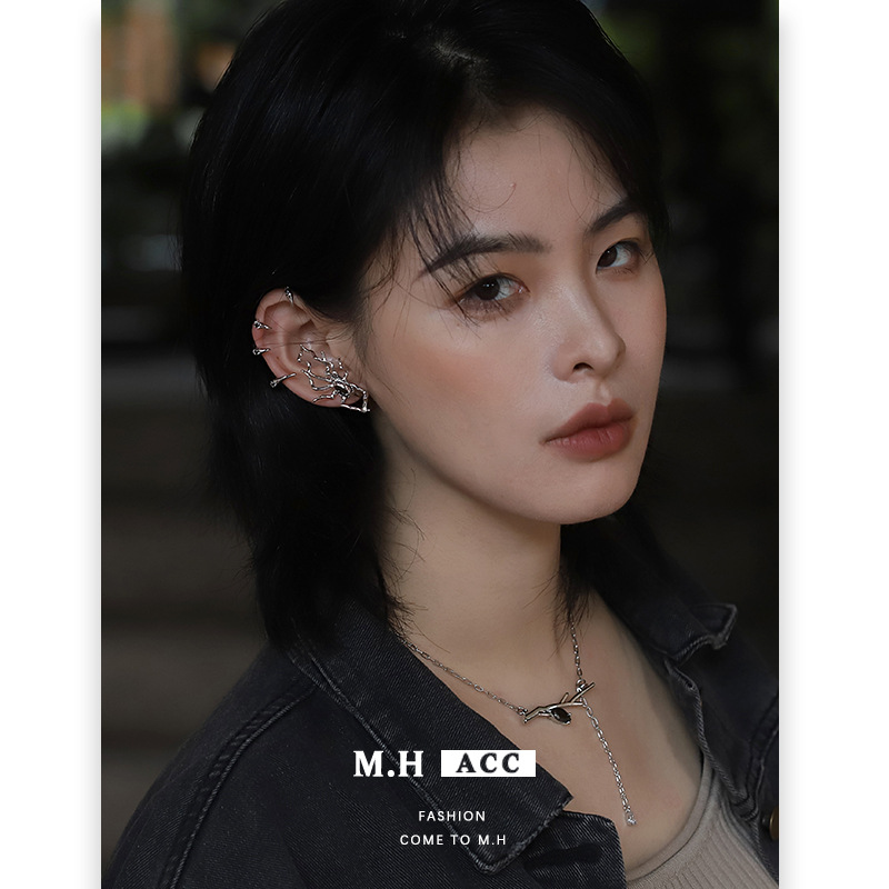 Spider ear bone clip, no ear piercings, dark, niche, high-end, sweet, cool, spicy, cold, futuristic new earrings details Picture