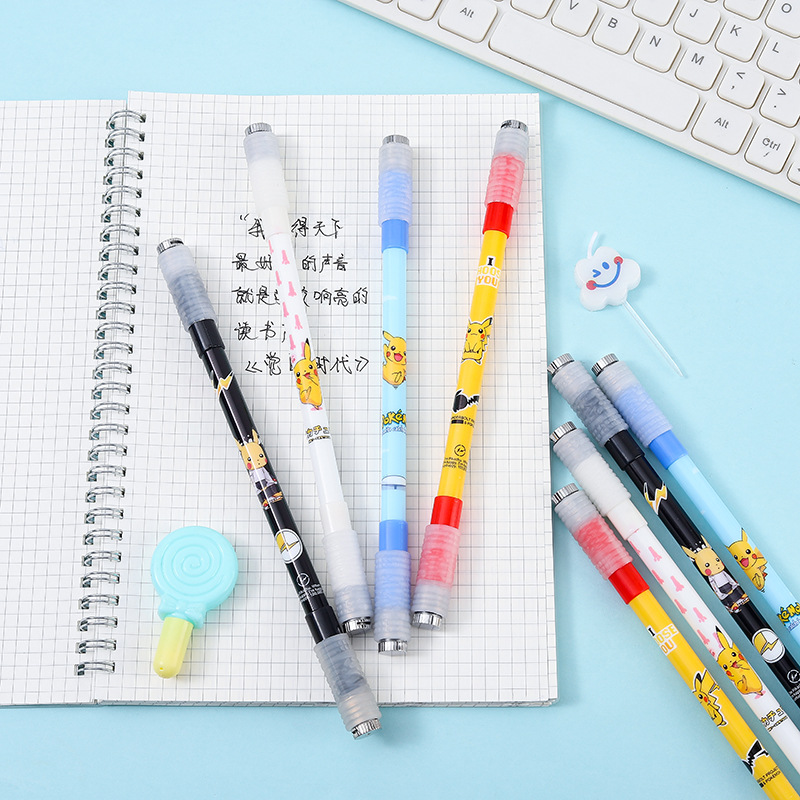 Yqiduo Creative Cartoon Cute Light Revolving Pen Special Pen Double Head Seven Color Light Pen Student Stationery Wholesale Specification drawing