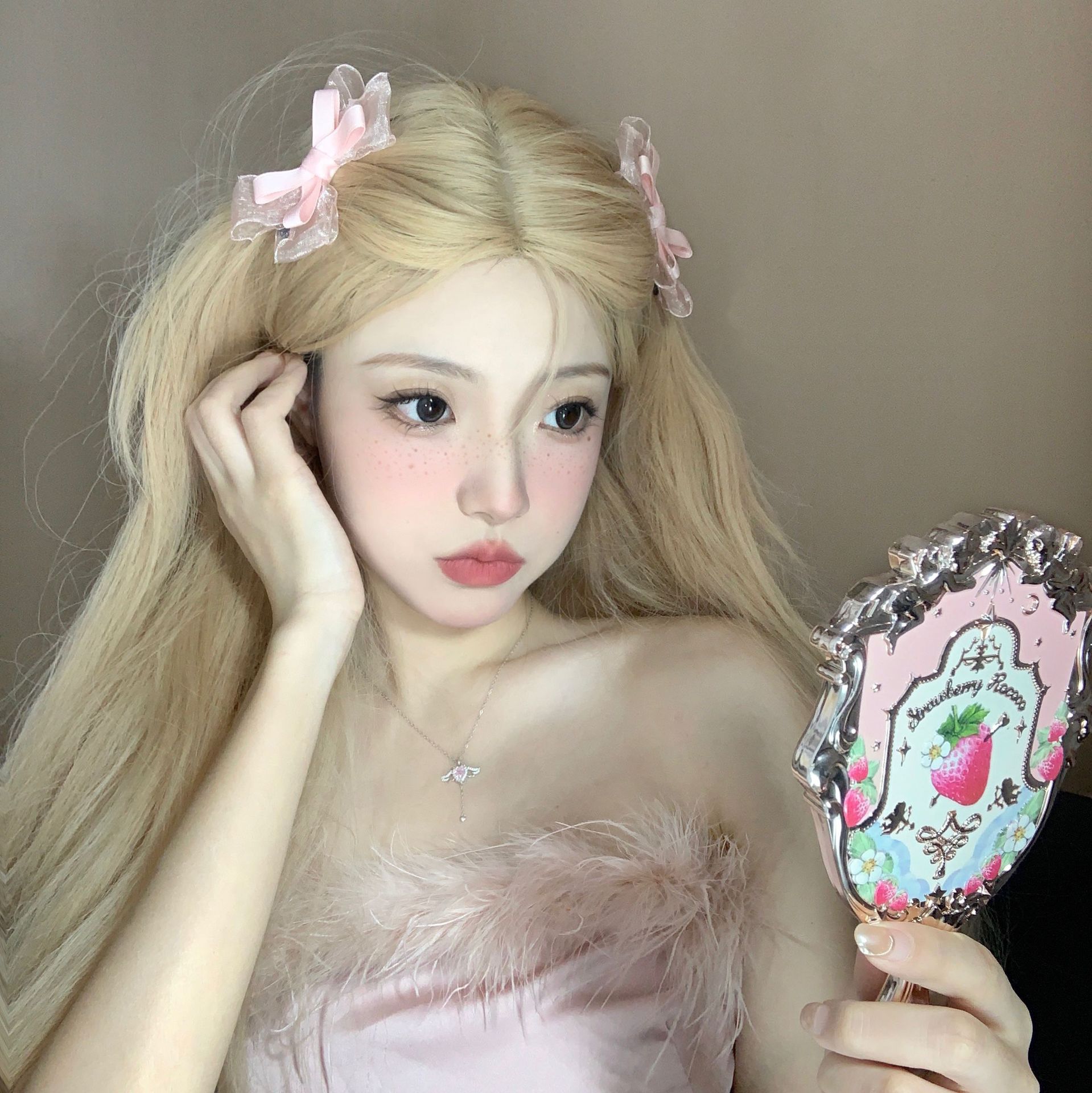 Honey Cream Pink Bow Hair Clip Sweet Soft Girl Bangs Clip To Clip Clip Hair Clip With Girly Hair Accessories Specification drawing
