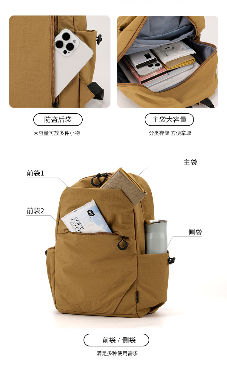 小型双肩包男小号潮牌迷你轻便学生书包运动短途出差旅行小背包女详情7
