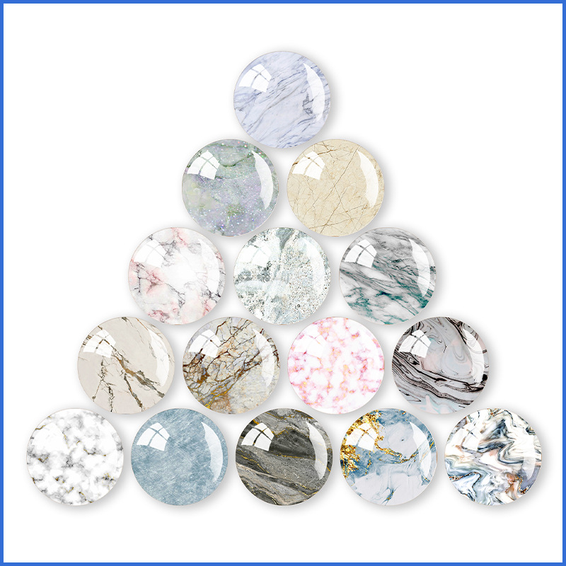 New wholesale marble glass refrigerator sticker round creative personalized crystal magnet cartoon oil painting sticker