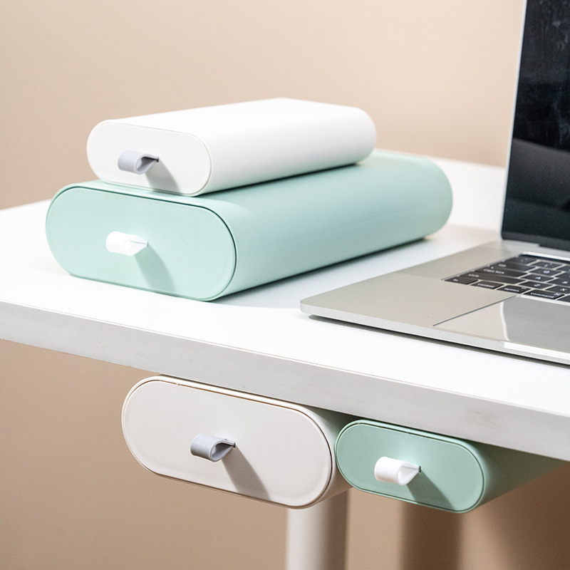Under Desk Storage Box Invisible Drawer Pasted Office Desk Bottom Organizing Box Dormitory Desk Pencil Case Makeup Case