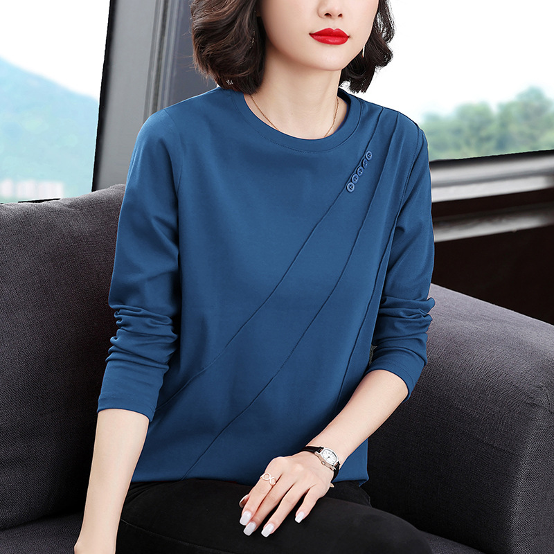 Round Neck Long Sleeve T-Shirt Women 2022 Spring And Autumn New Loose Base Shirt Fashion Middle-Aged And Elderly Mothers Red Top Application Scenario