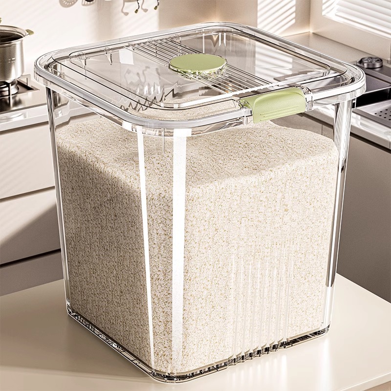Rice bucket household 2025 new edible grade sealed rice noodle cylinder 50 catty noodle bucket insect-proof moisture-proof flour storage full figure