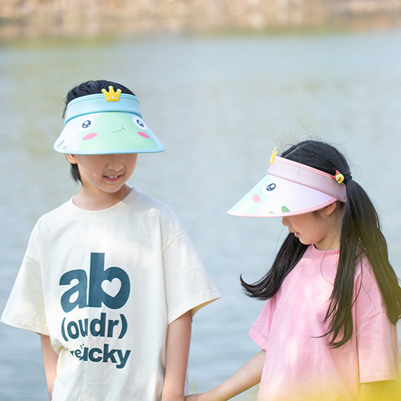 Summer children's open-top hats for outdoor sun protection, fashionable cartoon sun protection hats with cute patterns, full face sun protection, in stock and available for shipment Specification image