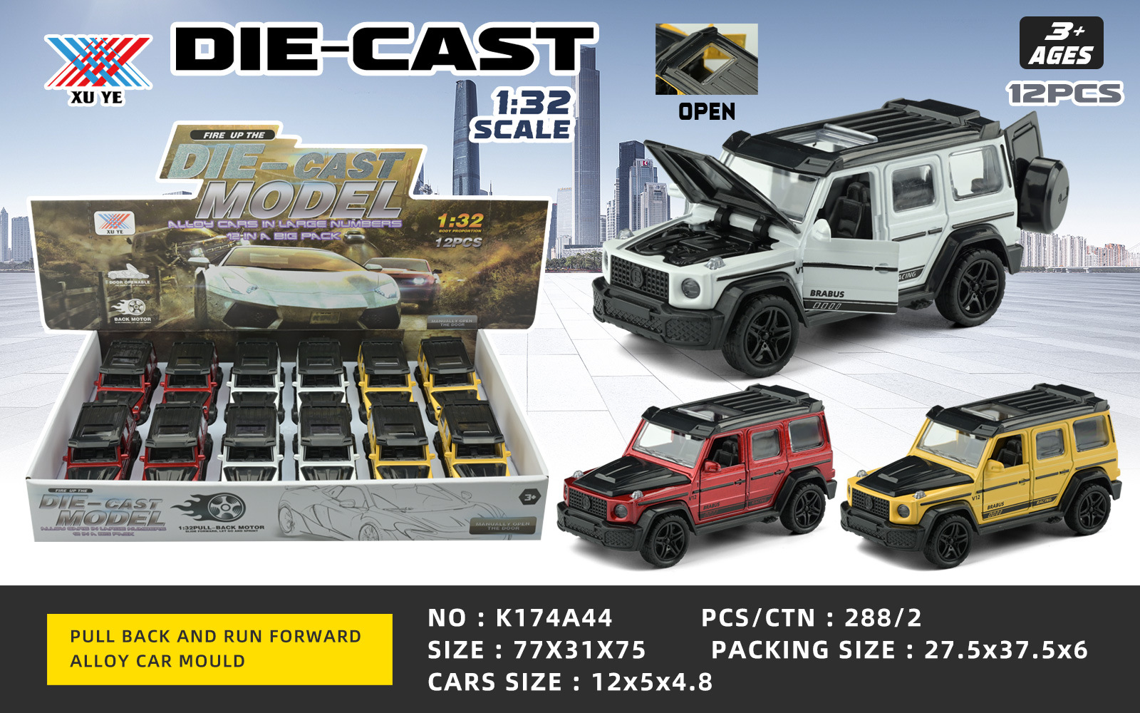 1:32 Alloy Model Multiple Models Of Four-Door Pull-Back (12 Pieces) Children's Metal Sound And Light Toy Car details Picture