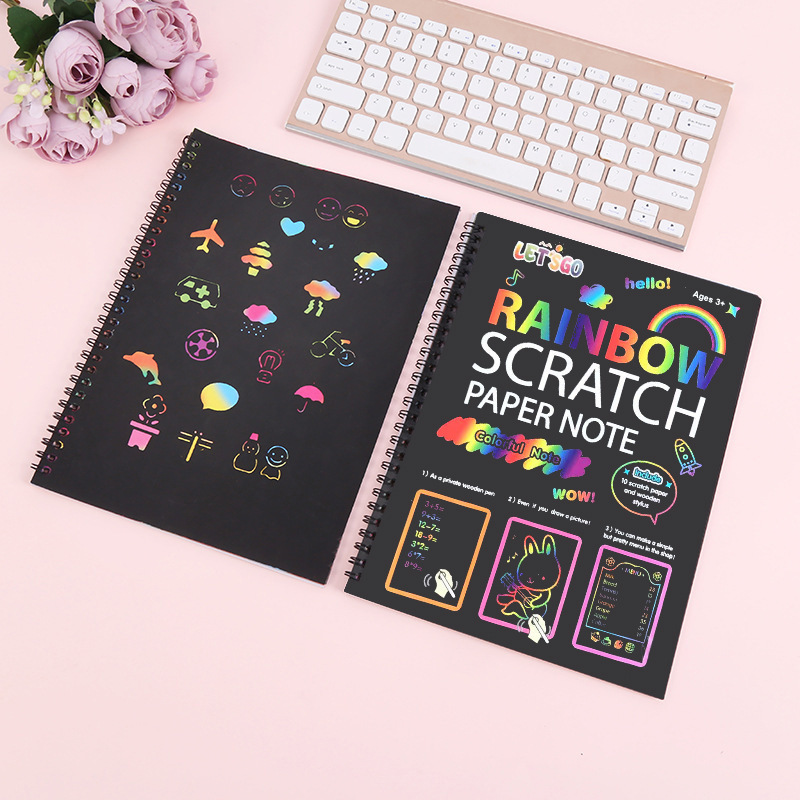 European and American cross-border children's colorful diy scratch-off book, art scratch-off, white card paper fun and creative graffiti scratch-off Specification image
