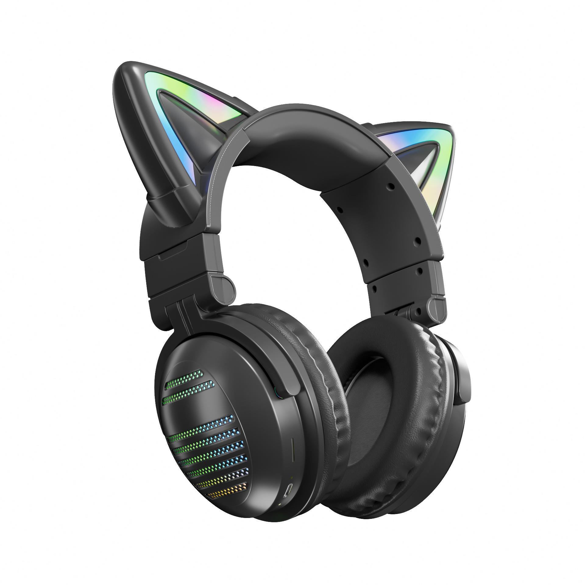 The new cross-border private model VJ371 wireless over-ear Bluetooth headphones, cat-ear luminous e-sports student internet-famous headphones Item Picture