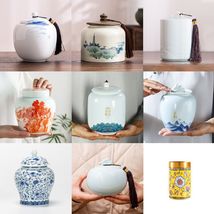 茶叶罐陶瓷密封罐通用红茶罐普洱茶茶礼中号储物罐复古茶叶罐印制