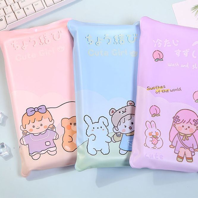 卡通可爱夏季学生午睡冰枕 成人降温冰水袋 凉枕凝胶流沙冰凉坐垫