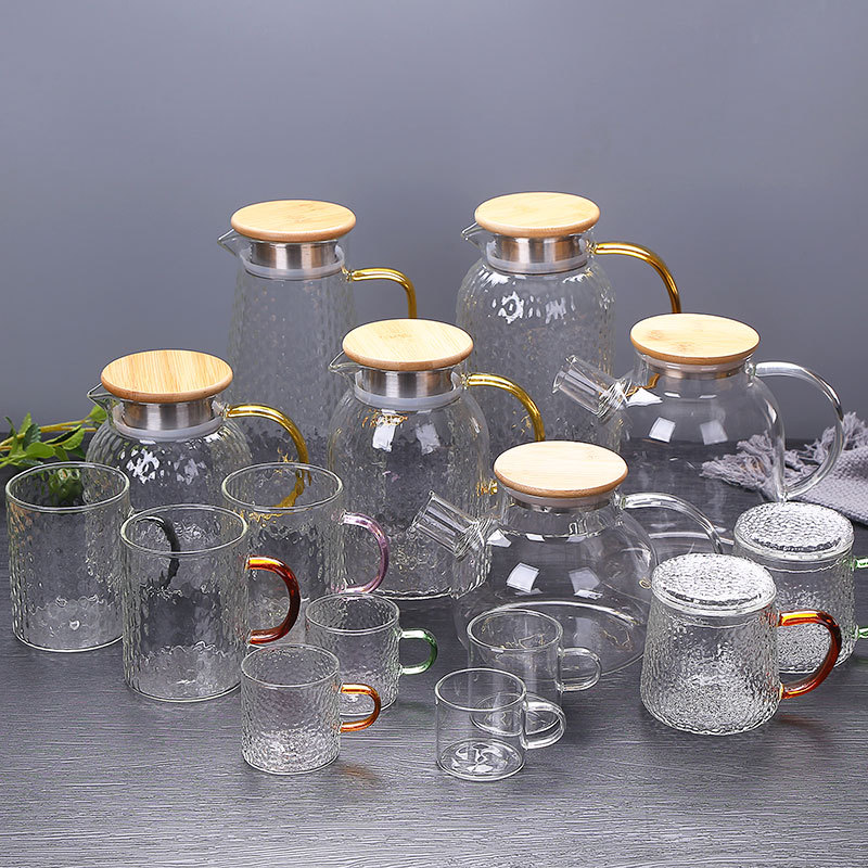 高硼硅玻璃壶/玻璃壶/日式锤纹水壶产品图