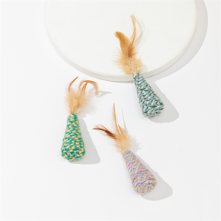 Discounted welfare item: A rope cat toy with chicken feathers that don't shed easily, interactive and self-entertaining. The cat grinds its teeth and bites. Toy manufacturer Specification image