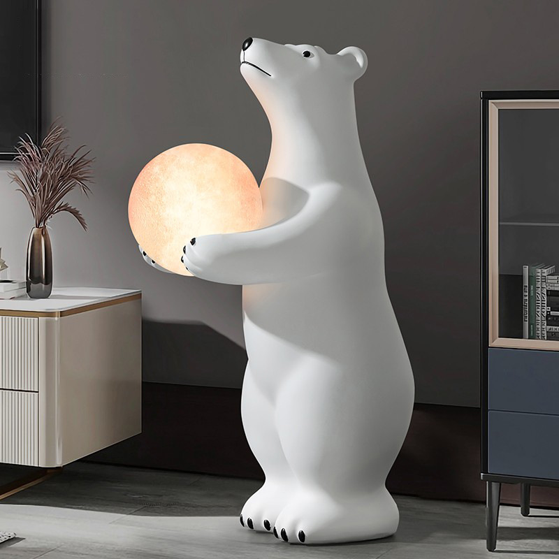 创意北极熊迎宾大型落地摆件装饰灯客厅玄关家居饰品乔迁开业礼物