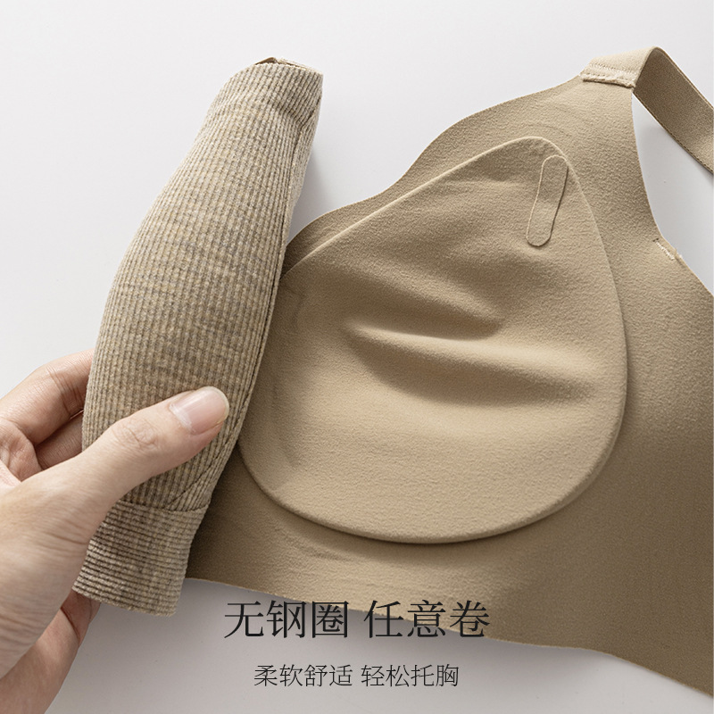 This autumn and winter frosted, light and warm bra has no steel rims, a fixed cup lift, anti-sagging, seamless, and a comfortable upper support for women Application Scenario