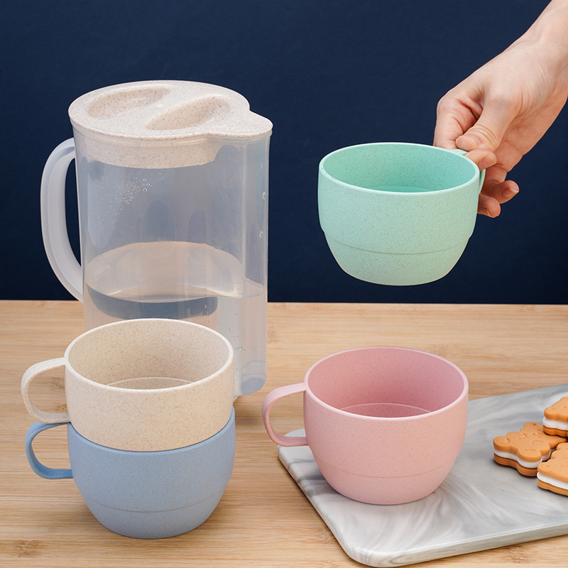 Simple frío kettle plástico casa tazas kettle set combinado resistente a altas temperaturas 1.6L fresco blanco abierto agua taza de té kettle details Picture