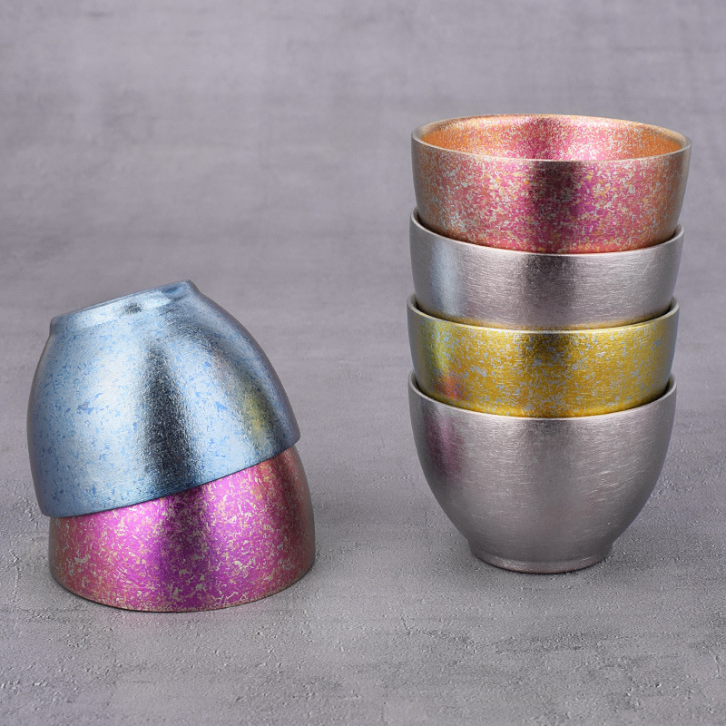 Camping pure titanium tea cups, double-layer insulated household tea tasting cups, personal master cups, outdoor Jian zhan Gongfu tea sets Specification image