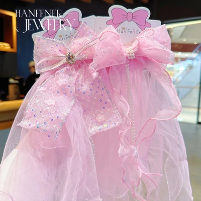 Children's Hairpin Cherry Blossom Hairpin Two-Color New Super Delicate Little Girl Yarn Knot Hairpin Super Cute Children's Hair Accessories
