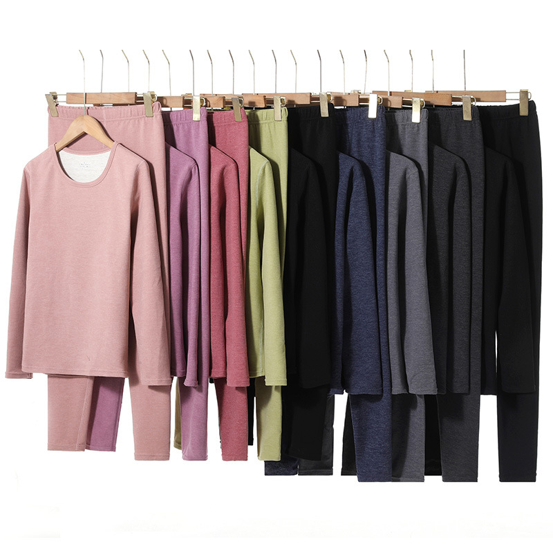 2023 New Antibacterial Wool Silk Couple Thermal Underwear Set Men's Underwear Women's Seamless Edge Wrap Bottom Shirt Specification drawing