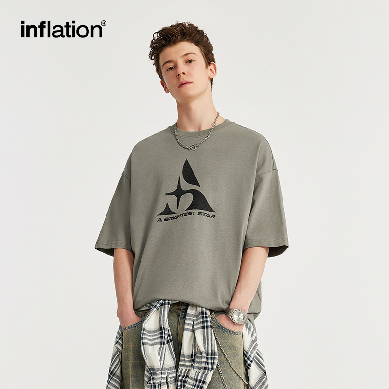 INF Men's Wear - 2024 Spring/Summer New American street Trend short-sleeved meteorite foam trendy brand printed loose summer T-shirt Specification image
