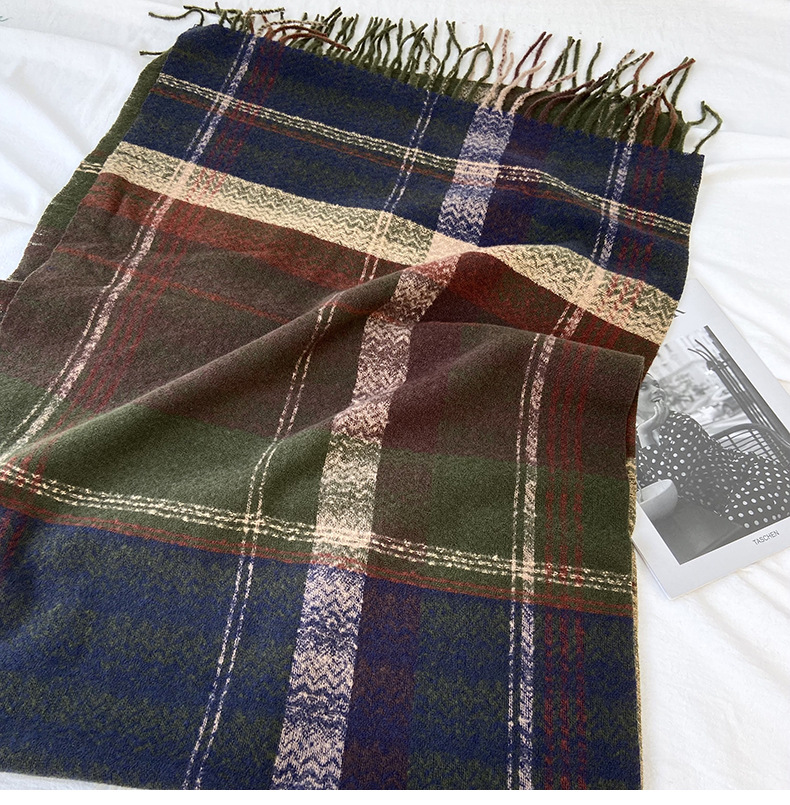 围巾女秋冬季跨境高级感仿羊绒格子流苏披肩学生加厚保暖围脖批发详情24