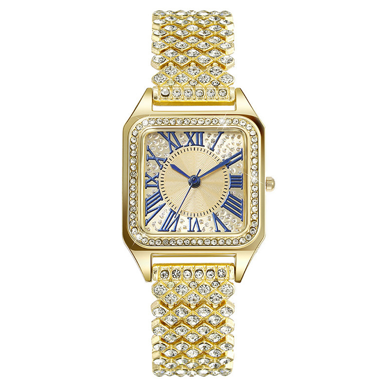 Cross-border best-selling light luxury and fashionable Roman numeral dial full diamond strap ladies' watch quartz watch manufacturer wholesale Application Scenario