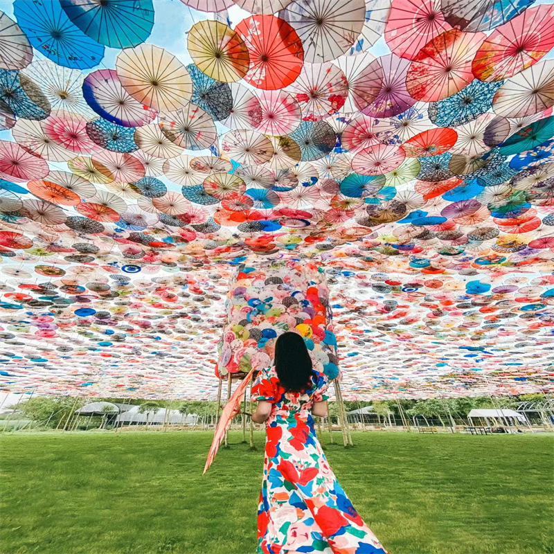 绸布印花伞古细节图