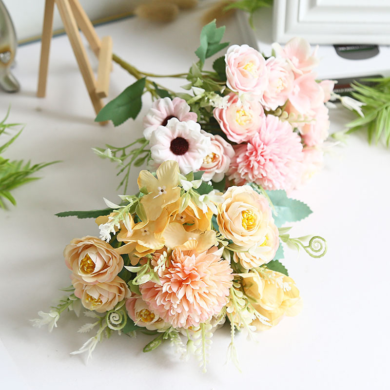Artificial Flower False Flower Rose Small Daisies Manufacturers Wholesale Home Living Room Table Decoration Wedding Engineering Meeting Decoration Specification drawing