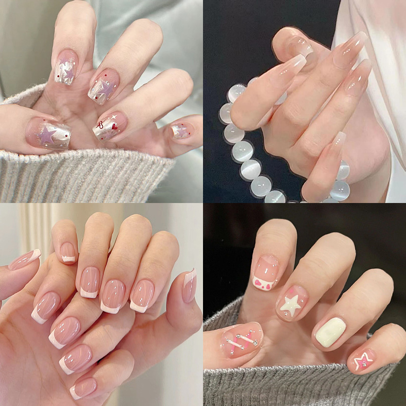 穿戴甲甄嬛华妃摸脸冰透长梯形欧美风穿戴甲美甲成品假指甲贴片