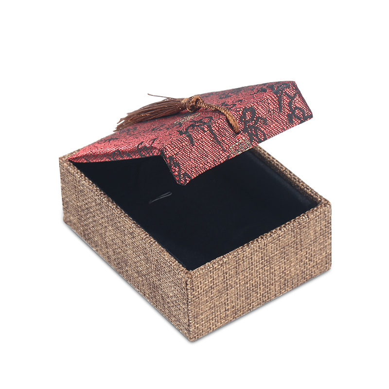 BZH02-2 佛珠手镯盒子手串盒现货包装盒手链包装麻布盒10*7.5*4cm详情图4