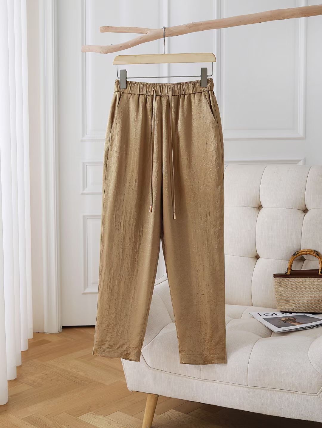 An Mo Guofeng New Chinese Style 'Slit Acetic Acid Haren Pants Summer High Waist High Set Female Pants details Picture